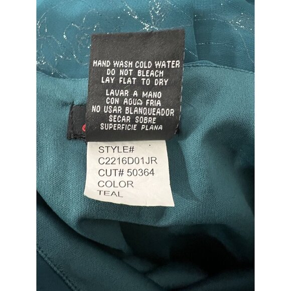 Vtg Y2K Speechless Dress Girl 16 Teal Handkerchief Hem Glitter Fairy Whimsigoth - Picture 10 of 10